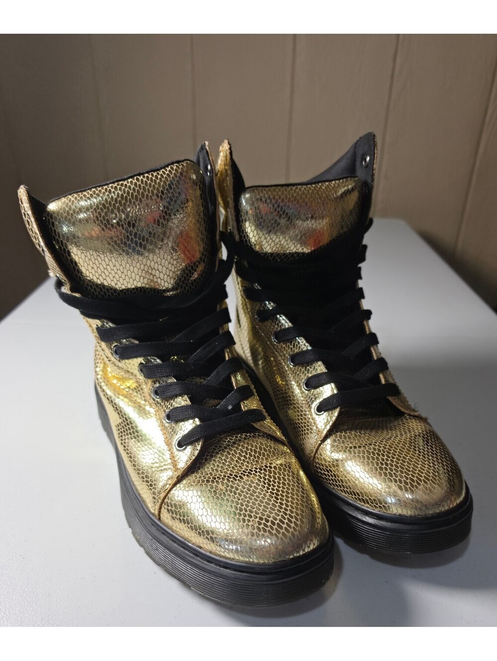 Dr. Martens Gold Metallic High Top Sneakers Size 11 US